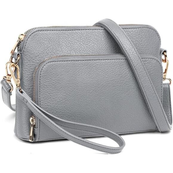 Crossbody Bag for Women - PU Leather light Grey - Picture 1 of 6